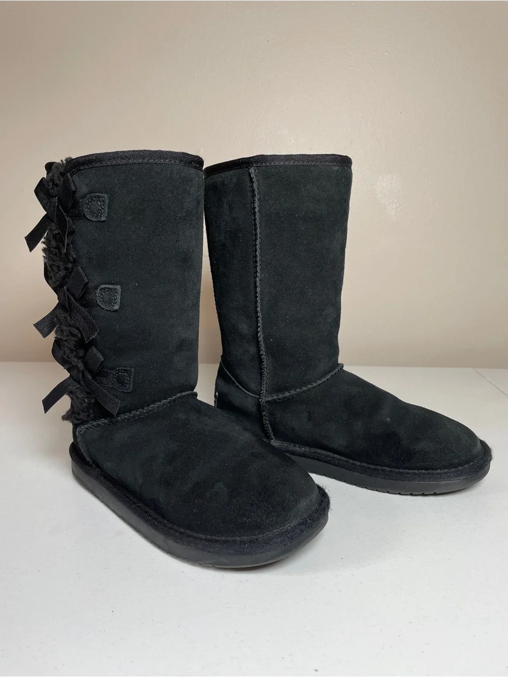 Koolaburra By Ugg Victoria Suede Bow Tall Boots Black Youth Size US 2